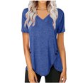 thumbnail image 2 of Puntoco moda mujer verano Casual botones cuello en V manga corta Pullove blusa sólida Puntoco Puntoco-4989, 2 of 5