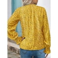 thumbnail image 4 of Womens V Neck Floral Long Sleeve Tops Summer Casual Loose Puff Sleeve Chiffon Boho Blouse T Shirts Yellow XXL, 4 of 6