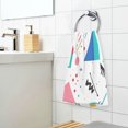 thumbnail image 3 of Yayeee 2 Pack Hand Towels for Bathroom 100% Cotton 16" x 28" Soft Absorbent Kitchen Towel, Green Retro Triangles, 3 of 7