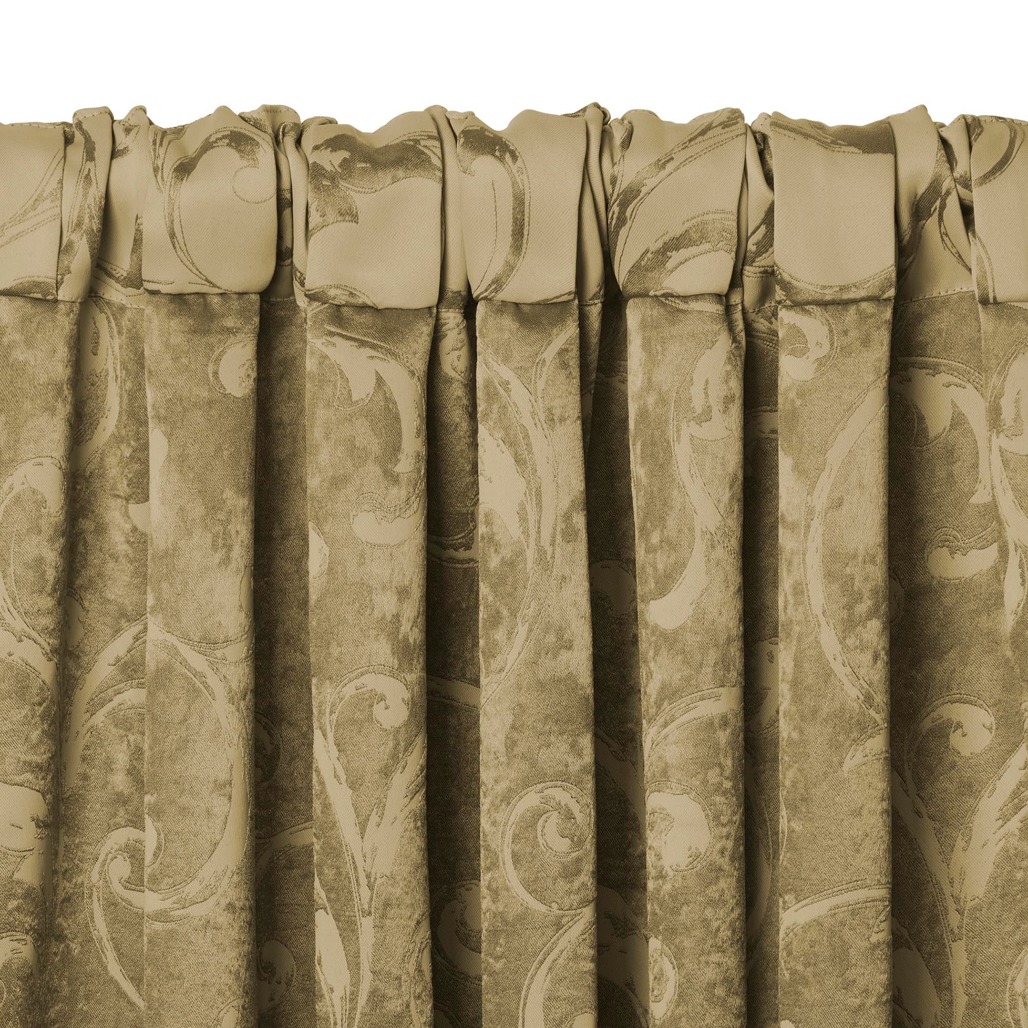 Elrene Home Fashions Mia Jacquard Scroll Blackout Window Curtain, Gold, 52" x 84"