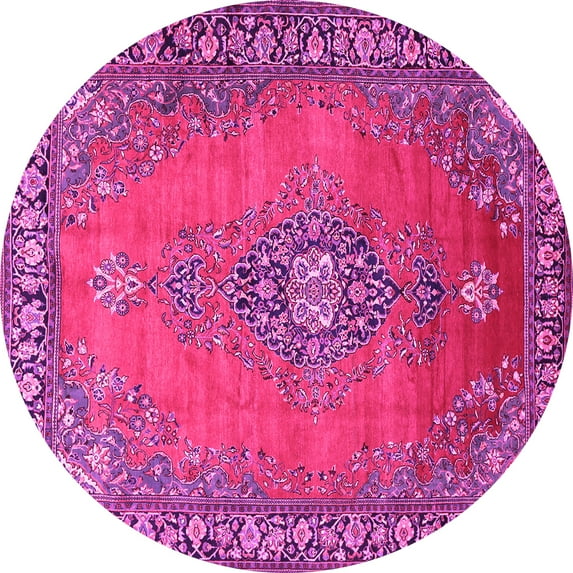 Ahgly Company Indoor Round Medallion Pink Traditional Area Rugs, 8' Round
