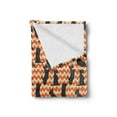 thumbnail image 2 of Scottie Dog Soft Flannel Fleece Throw Blanket, Sketched Puppies on a Crooked Chevron Zigzag Backdrop, Cozy Plush for Indoor and Outdoor Use, 60" x 80", Dark Orange Cream, by Ambesonne, 2 of 5