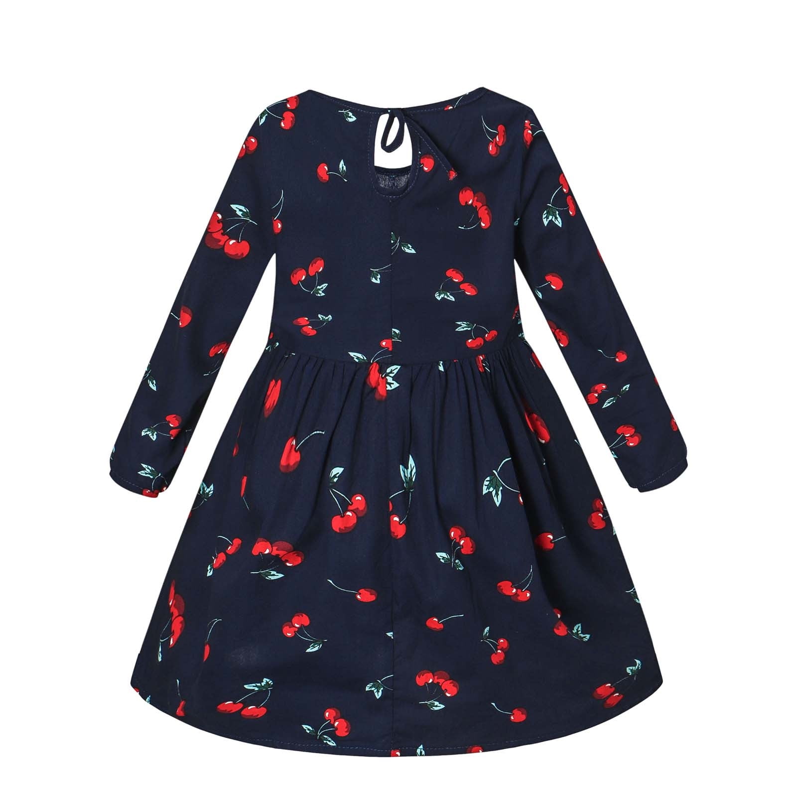 safuny Girls's Autumn A Line Dress Toddler Baby Clearance Fruit Cherry Food  Cartoon Round Neck Princess Dress Lovely Comfy Fit Holiday Pleated Ruffle  Hem Vintage Long Sleeve Black 9M-6Y 