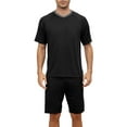 thumbnail image 2 of Pdbokew Mens Pajamas Set Lightweight Summer Pjs Sleepwear Soft Comfy Short Sleeve Loungewear Black M, 2 of 6