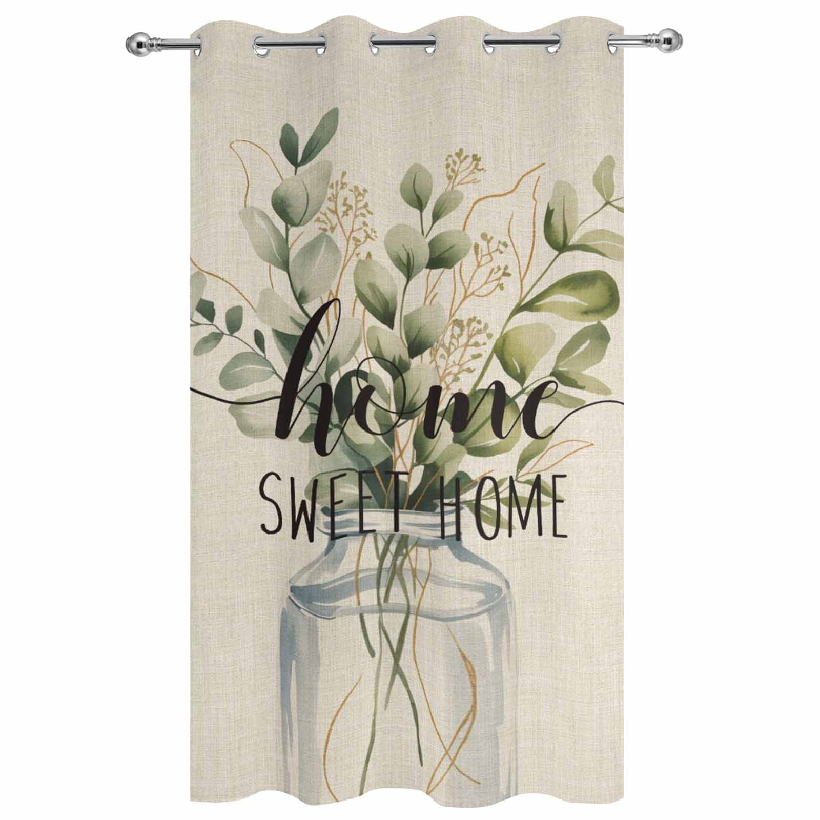 Outdoor Curtains for Patio Waterproof, Spring Eucalyptus Leaves Windproof Pravicy Outside Porch Blackout Curtain, Farmhouse Vintage Botanical Sun Blocking Grommets Curtains for Cabana Gazebo 54"x108"