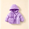 thumbnail image 2 of Lmnyox Puffer Jackets for Girls Solid Color Long Sleeve Windproof Hooded Coats Winter Warm Outwears with Pockets, 2 of 4