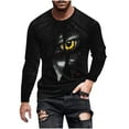 thumbnail image 2 of Yusimy Men's Halloween Print T-Shirt Long Sleeve Round Neck Pullover Top Spooky Graphic Tee Holiday Party, 2 of 5