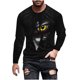 thumbnail image 2 of Blusas y camisas de manga larga con cuello redondo para hombre, estilo casual, cuello redondo, manga larga, camiseta estampada de Halloween, blusas, blusas de poliéster para hombre., 2 of 5