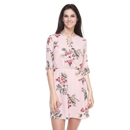 Print Surplice Dress - OFASHIONUSA Women's Floral Print Surplice 3/4 Sleeves Dress