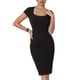 thumbnail image 2 of Vestido ajustado de lápiz para mujer Inspire Chic, con mangas cortas, formal, de longitud hasta la rodilla, color negro, 2 of 6