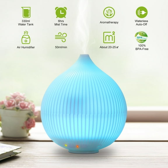 iMounTEK 330ml Ultrasonic Aroma Essential Oil Diffuser Air Humidifier with 7 Color LED Lights Cute Humidifier Gifts for Office Home Room Study Yoga Spa