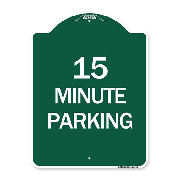 SignMission A-DES-GW-1824-24498 18 x 24 in. Designer Series Sign - 2 Hour Parking - Parking for Customers Only, Green & White
