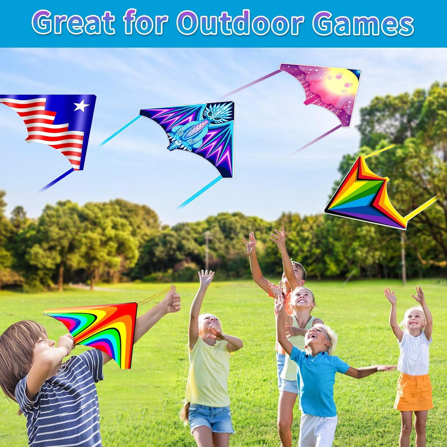 Mini Launcher Kites for Kids Ages 4-12, Easy to Fly Outdoor Party Favors, Bulk Classroom Prizes Beach Toys and Treasure Box Fillers