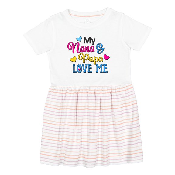 Inktastic My Nana and Papa Love Me with Hearts Girls Toddler Dress