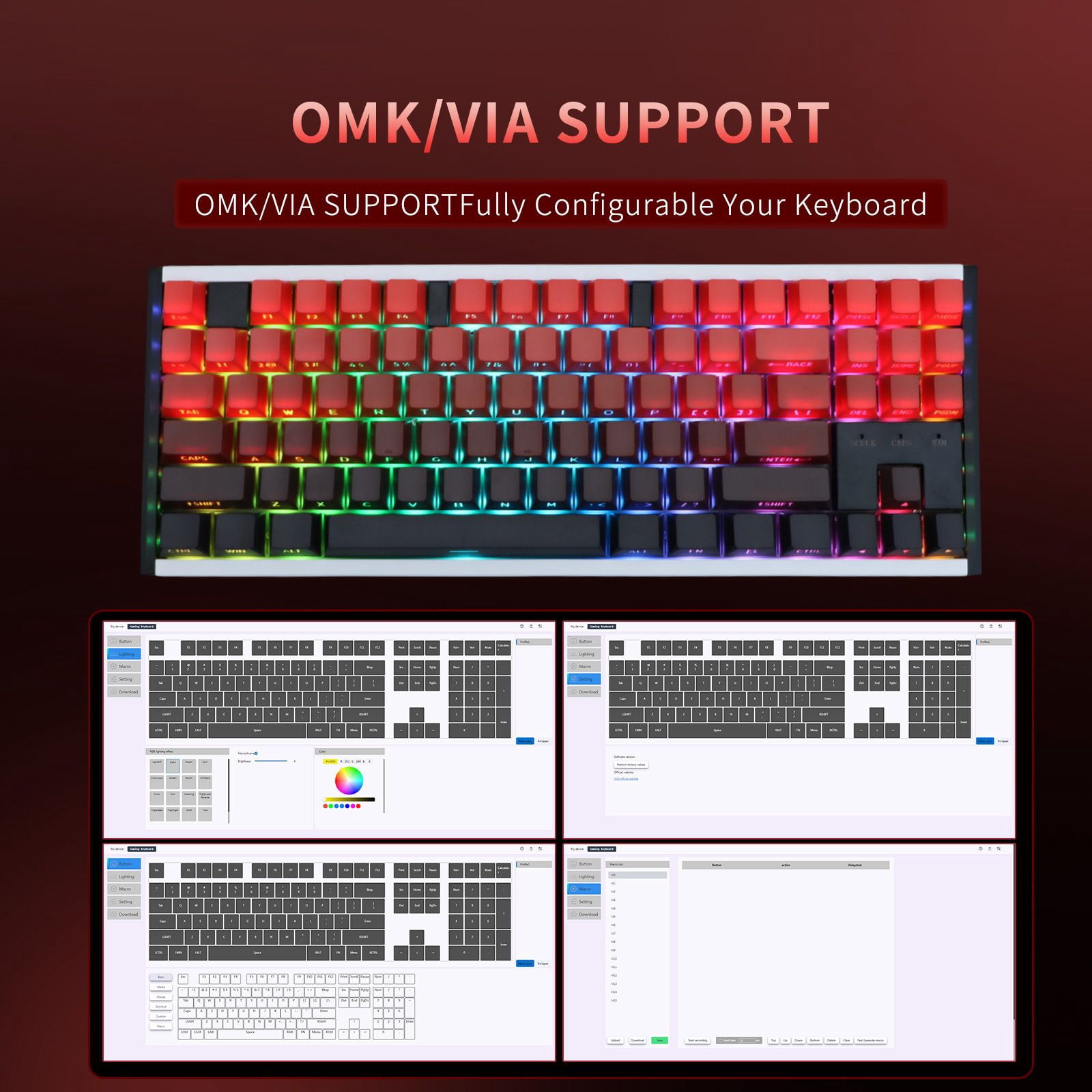 87 Keys Aluminum Mechanical Gaming Keyboard, 0.005 Precision 0.001 Low Latency, 5-Side Dye-Sub Keycaps, 17 ARGB Modes Support Win Mac VIA Customization