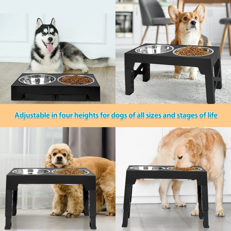 Adjustable 5-20 Elevated Dog Bowl Stand Double Feeder - ActiveDogs