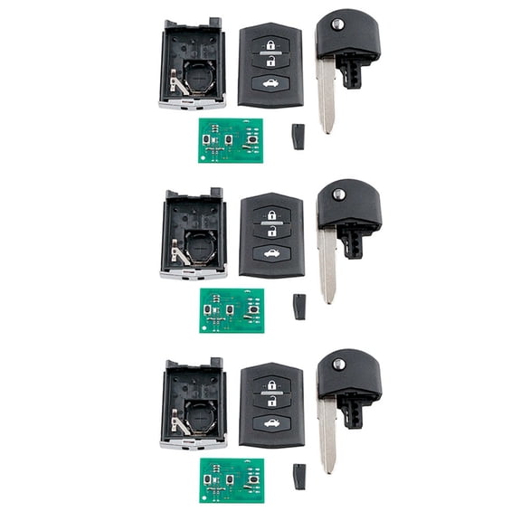 3X Car Smart Remote Key 3 Buttons 80-Bit 63 Chip Car Key Fob Fit for 2 3 5 6 RX8 MX5 433Mhz