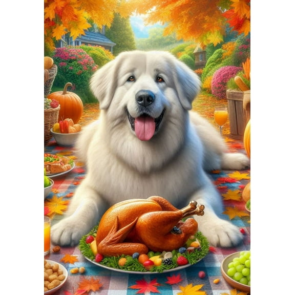 Great Pyrenees  - Best of Breed DCR Thanksgiving Garden Flag 12" x 17"