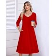 thumbnail image 4 of Zeagoo 3/4 Sleeve Women's Dress Pleated Midi Dresses Floral T Shirt Dress with Pockets Casual Flowy A-Line Dresses, 4 of 6