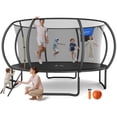 thumbnail image 6 of MERACH 14FT Pumpkin Outdoor Trampoline with Safety Enclosure Net, Basketball Hoop & Ladder, Heavy Duty Backyard Trampoline for Kids & Adults, 6 of 12