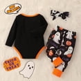 thumbnail image 3 of Licupiee 3Pcs Newborn Baby Boys My 1st Halloween Clothes Set Long Sleeve Romper+Long Pants + Headband Autumn Winter Outfits 0-12M, 3 of 6