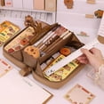 thumbnail image 4 of Cute Capybara Pencil Case Capybara College Supplies Large Capacity Wide Opening Mouth Pencil Pouch with Cute Pins Sticker Pendant Cute Stationery, 4 of 8