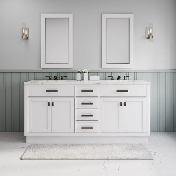 Water Creation Hartford 72" Double Sink Bath Vanity with 2 Mirrors in White