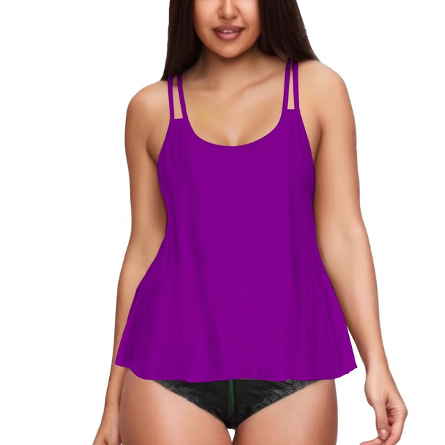 Fadeal Tankini pour Femmes Maillots de Bain Tankini Fluides Hauts de Maillot de Bain Modestes Maillot de Bain Ample Hauts de Bain Sans Bas 2025 Tankini Maillots de Bain pour Femmes Tankini Hauts Violet2 L