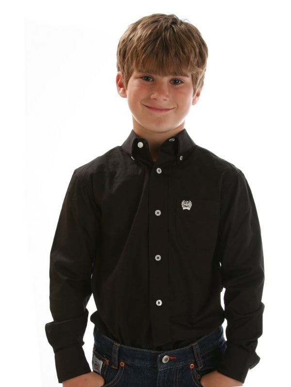 Boys black button down shirt Outlet
