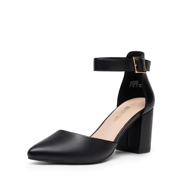 Zapatos de Tacón Grueso con Correa al Tobillo para Mujer DREAM PAIRS 7.5 cm