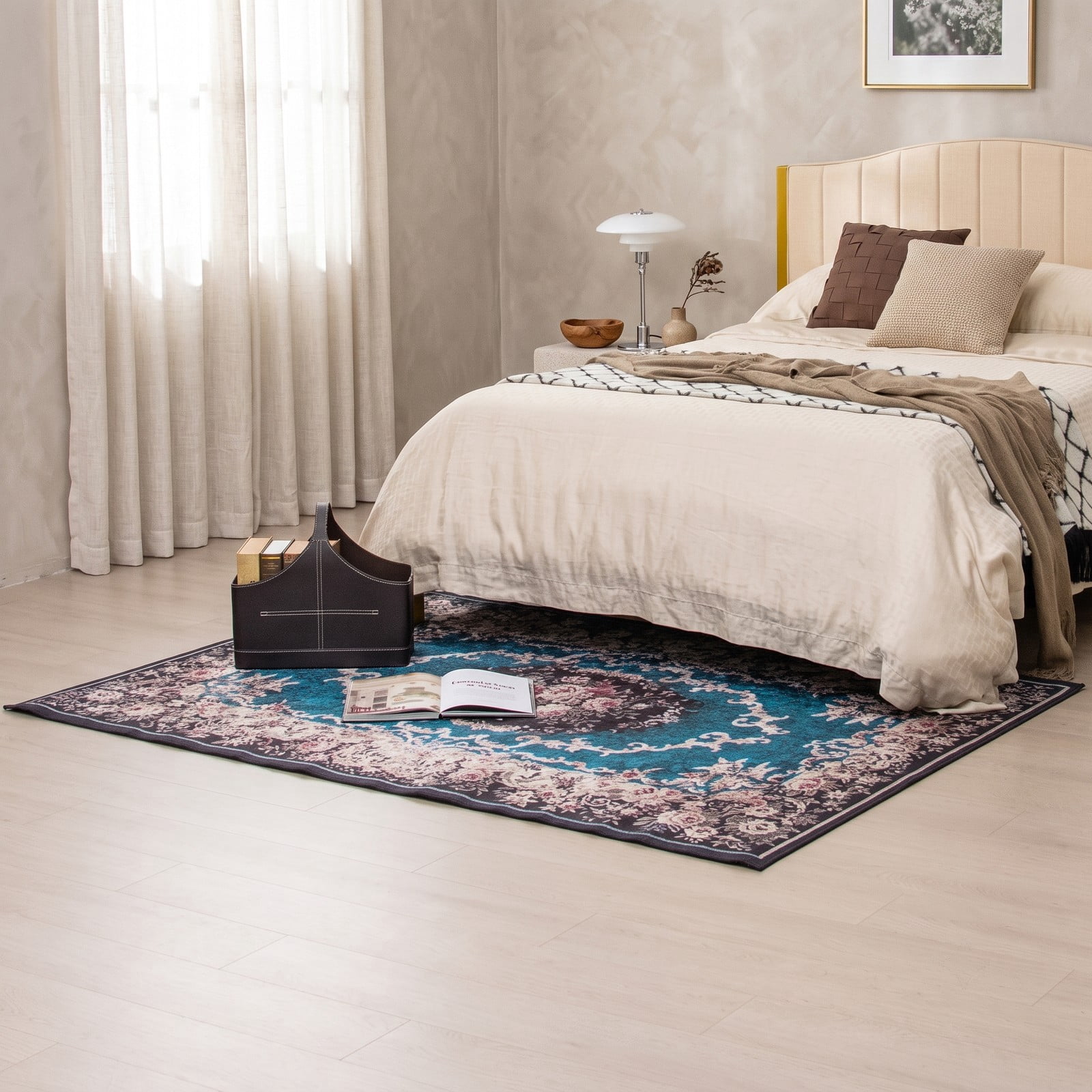 ALPULON Vintage Area Rug 6'7 x 4'8 Non-Shedding Soft Surface Anti-Slip Bottom Machine Washable Floor Carpet for Living Room Bedroom Dining Room Office, Multicolor