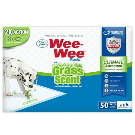 UPC: 0045663975753 | Four Paws Wee-Wee Grass Scented Potty Training Dog & Puppy Pads Pet Pee Pads 50ct