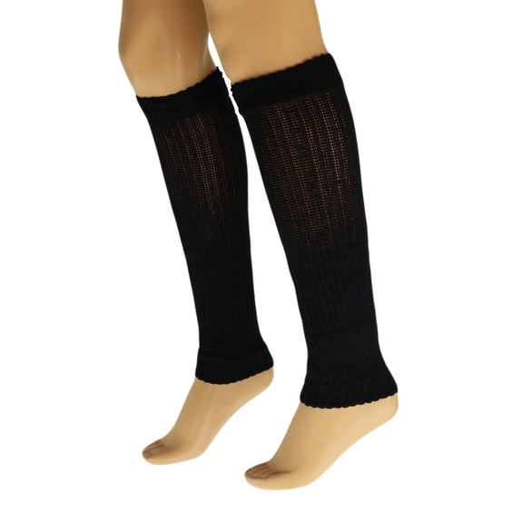 Cotton Leg Warmers for Women Black 1 Pair Knitted Retro