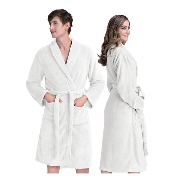 Bata de Baño Suave, Absorbente y de Secado Rápido, Unisex Real Textil (Blanco, Unitalla)