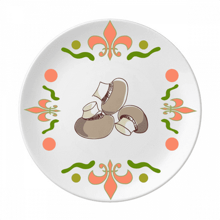

Mushroom Line Illustration Realstic Flower Ceramics Plate Tableware Dinner Dish