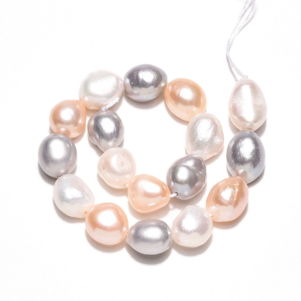 Natural Cultured Freshwater Pearl Beads Strands Two Sides Polished Mixed Color 8.5~13x7.5~10x5~8.5mm Hole: 0.6mm about 17~18pcs/strand