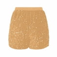thumbnail image 6 of RYRJJ Women's Sparkly Sequin Shorts Elastic High Waisted Glitter Straight Leg Y2K Clubwear Party Shorts(Yellow,L), 6 of 9