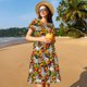 thumbnail image 4 of Easygdp Sloth on the Branch para Vestido Transpirable de Mujer, Vestido Suelto de Manga Corta con Pliegues y Bolsillos para el Verano, 4 of 6