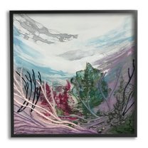 Stupell Industries Abstract Underwater Landscape Scene Floating Coral Plants Painting Black Framed Art Print Wall Art, Design by Stacy Gresell