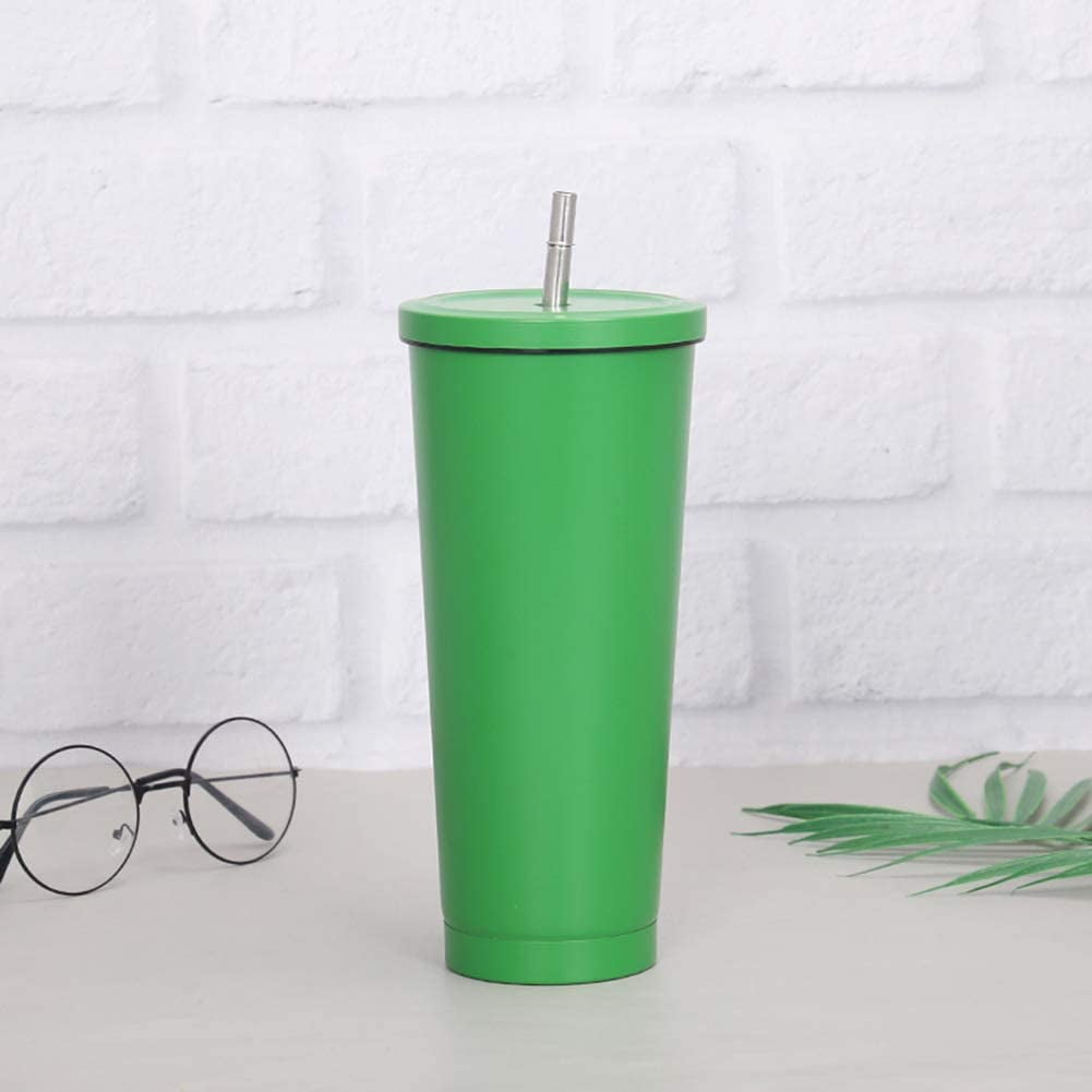 Narrow Drinking Cup Made Of Stainless Steel With Lid And Straw, 750 Ml,  Reusable, Vacuum-Insulated Water Cup, Double-Walled Travel Mug With A Straw  For Coffee, Tea, Drinks,Gray,F117821 