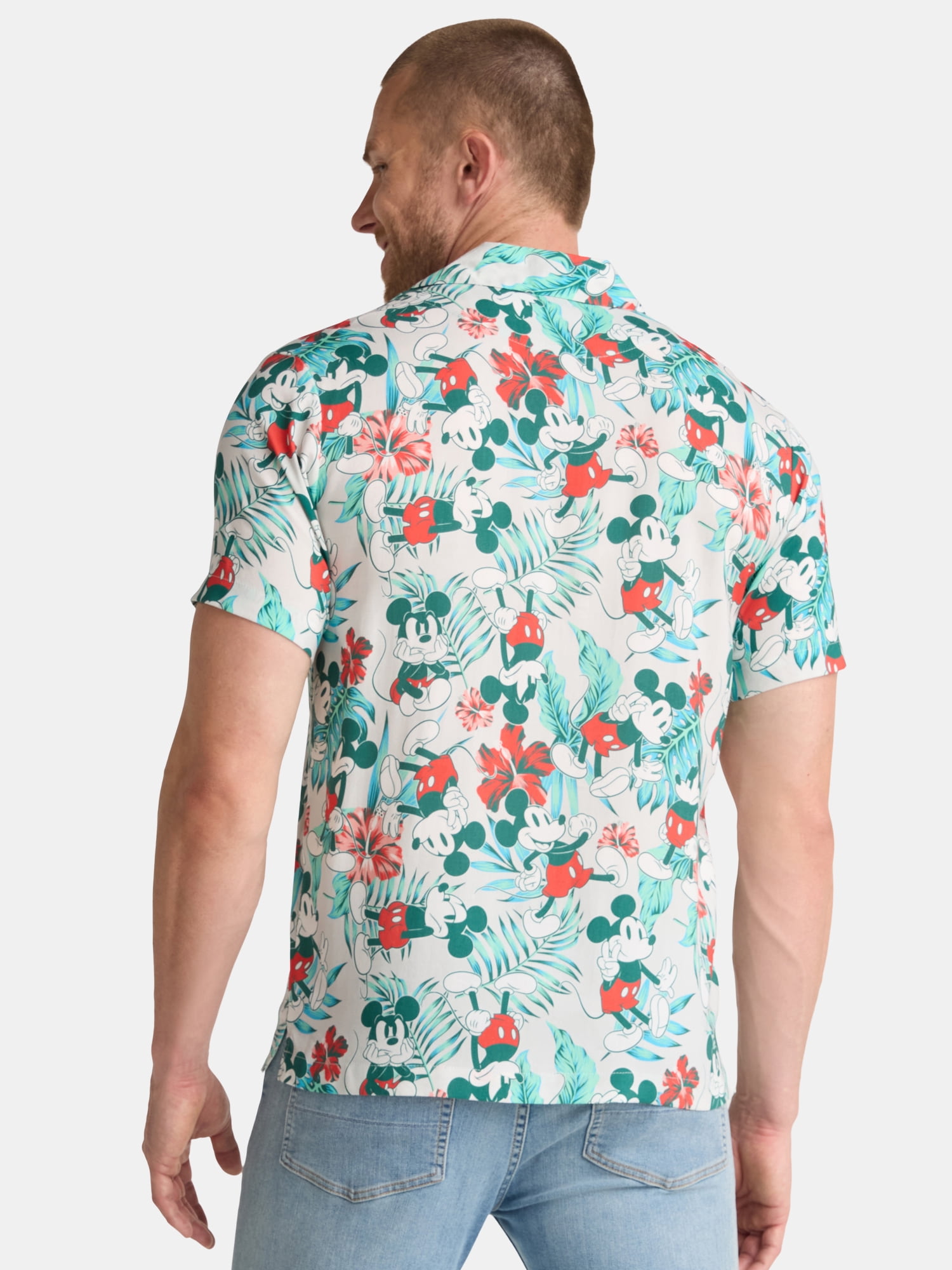 Mickey Mouse Men's and Big Men's Madness Graphic Button Up Shirt, Sizes S-3XL
