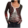 thumbnail image 2 of Christmas Tops for Women Slim Fit Scoop Neck Buttons Henley Tee Shirt Xmas Printed Graphic Holiday Sweaters (XL, Red B), 2 of 6
