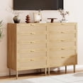 thumbnail image 7 of Home Rattan 5 Drawer Dresser, 44'' Tall Narrow Chest Of Drawer, Farmhouse Wooden Vertical Dresser With Metal Legs And Handles, Modern Dresser For Bedroom, Living Room, 7 of 7
