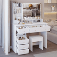 thumbnail image 6 of 41" Large Size Left Drawer Desktop Vanity Table+Cushioned Stool, Extra Large Touch Control LED Mirror,, 6 of 9