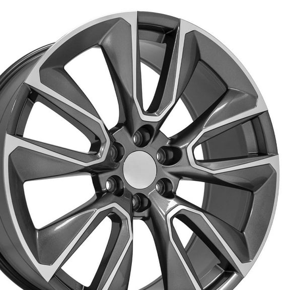OE Wheels CV32 24 Inch Rims Fit Silverado 1500 Style 6x139.7 24x10 Gloss Gunmetal Machined - Hollander 5916 (Set of 4)