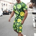 thumbnail image 2 of SnZhen Short Suits for Men Men Casual Round Neck Printing Short Sleeve Blouse And Shorts Pants Suit, 2 of 5