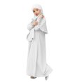 thumbnail image 3 of RXMEKW Ensemble de Robe Musulmane avec Châle pour Filles Manches Longues Col Rond Robe à Volants Tenue 2 Pcs Rose, 3 of 8