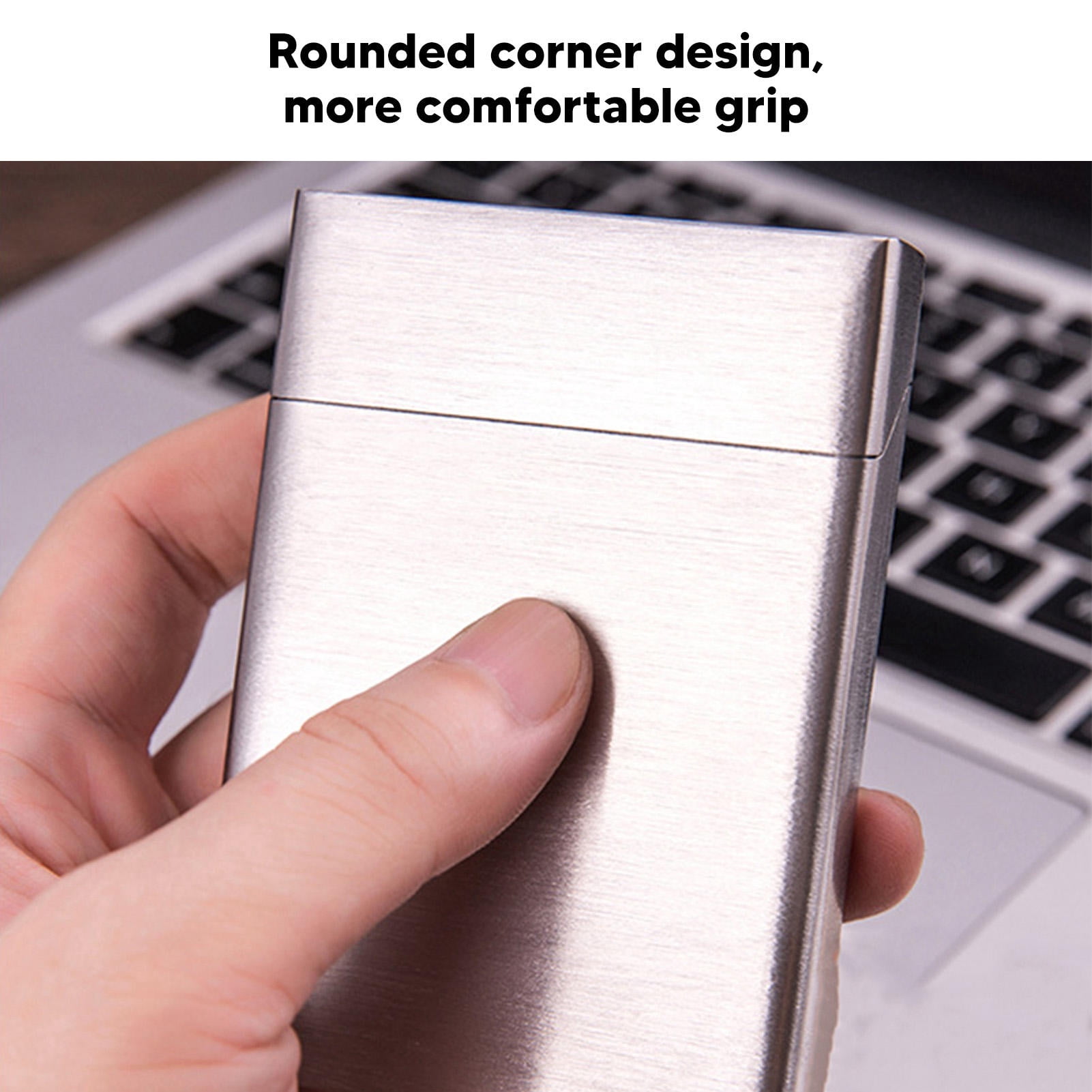 LAZIOEGR Stainless Steel Cigarette Holder Case Large Capacity Portable Hard-Shell Metal Box for 20 Cigarettes (3.94 inches / 10 cm, Silver)