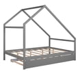 thumbnail image 3 of Full Size Wooden House Bed With Twin Size Trundle, No Box Spring Needed, 3 of 7