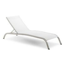 Modway Savannah Mesh Chaise Outdoor Patio Aluminum Lounge Chair in White